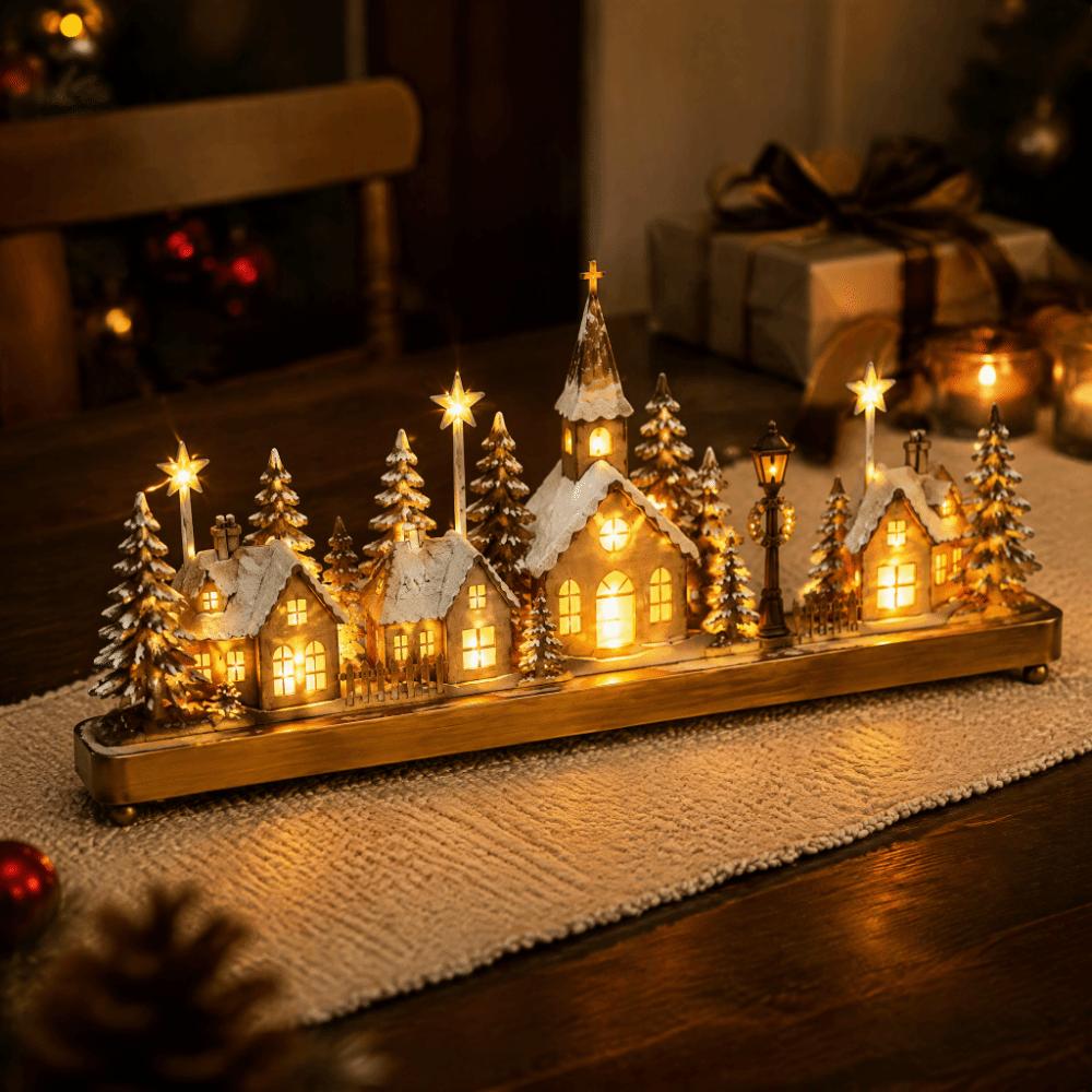 Lighted Christmas Village Mini Christmas Figurine Lighted Christmas House  Home Decor