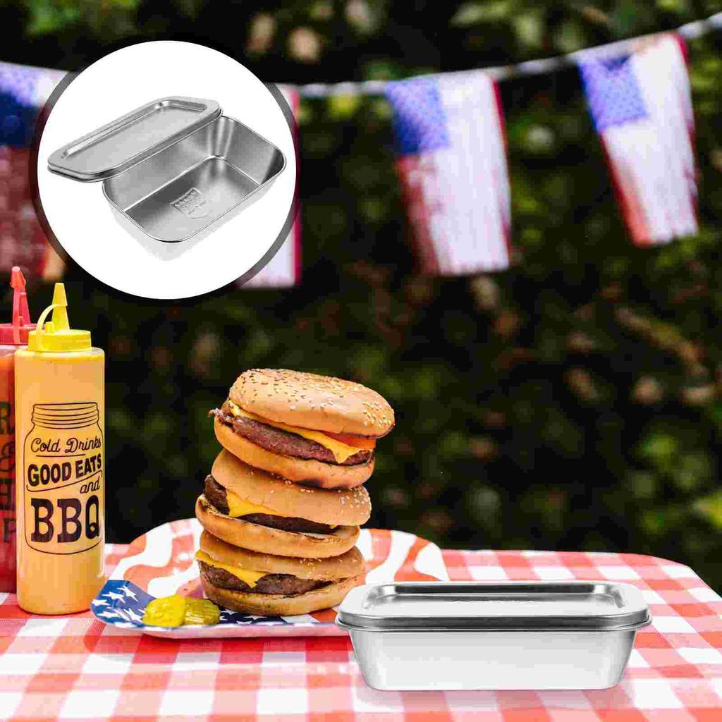 Stainless Steel Storage Box Kitchen Supply Butter Container Holder for Home Food Mini-fridge Baking Tray