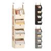 1 Set Collapsible Hanging Closet Organizer Adjustable Wardrobe Storage System with Hooks 4 Tier Closet Shelves Foldable Fabric Storage Bins