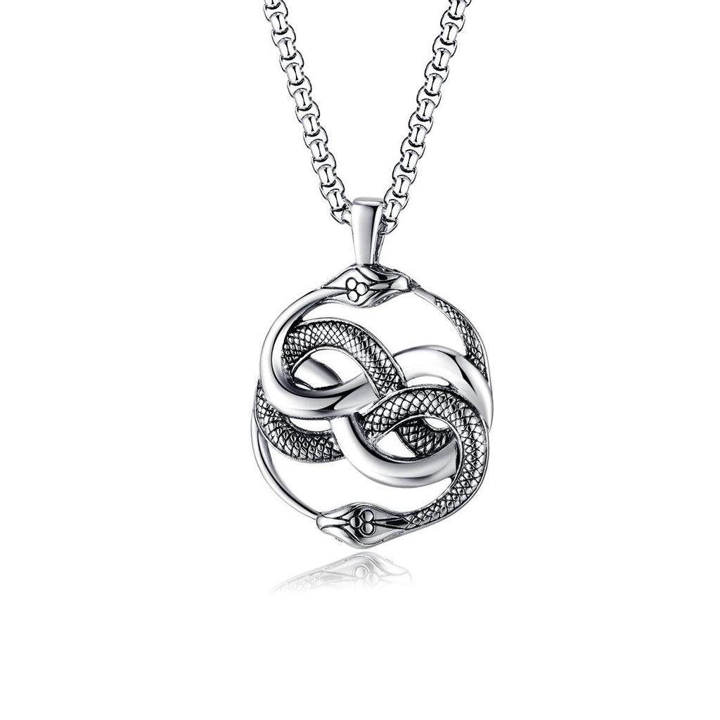 2024 Retro Skull Titanium Steel Pendant Necklace for Men - European American Style Half Face Stainless Steel Jewelry