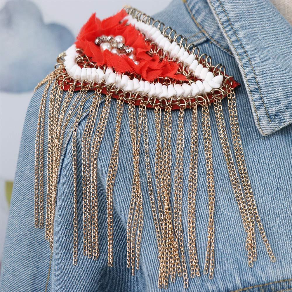 Pearls Pearls Tassel Epaulet Badge Shoulder Brooches Tassel Chain Shoulder Board  Stage performance