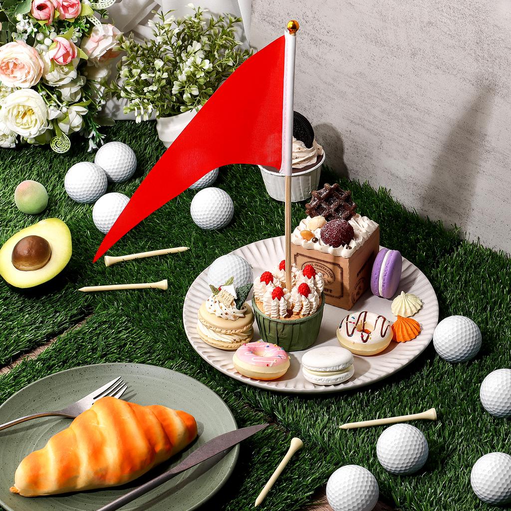 33 Pcs Golf Party Centerpieces Table Decorations Kit Artificial Grass Mats Red Flag Golf Tee Ball Supplies For Diy Sport Themed