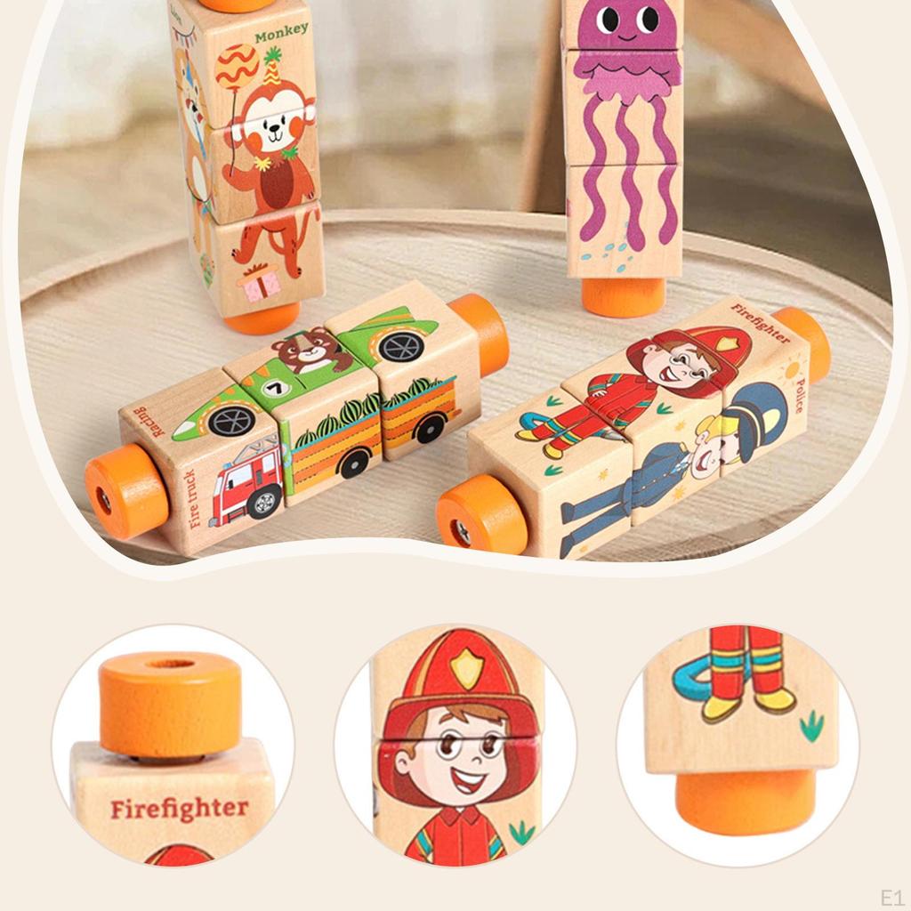 Twisting Toy Educational Puzzle Fine Skill Preschool Rotating Block Puzzles Game for