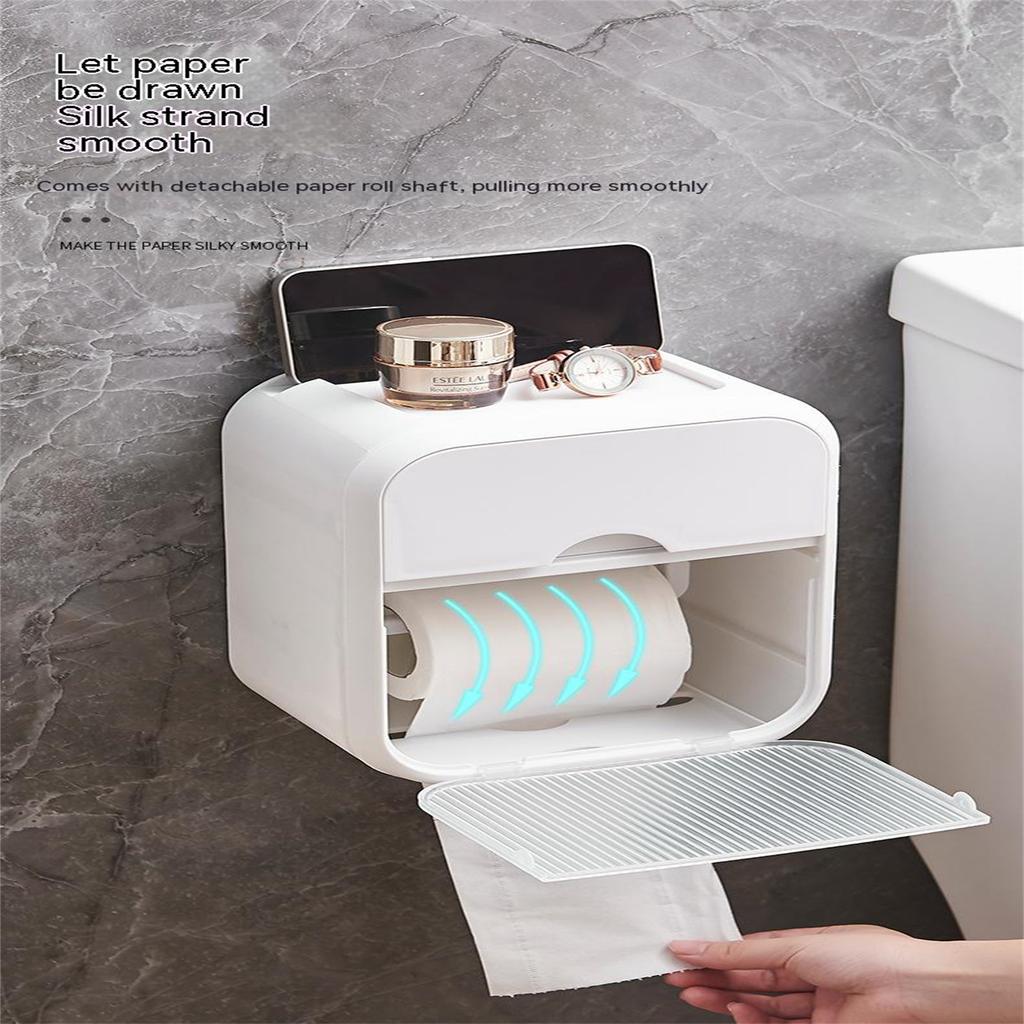 Bathroom Tissue Storage Cases Multi-functional Wall-mounted Light Luxury Wave Pattern Toilet Paper Dispenser Box