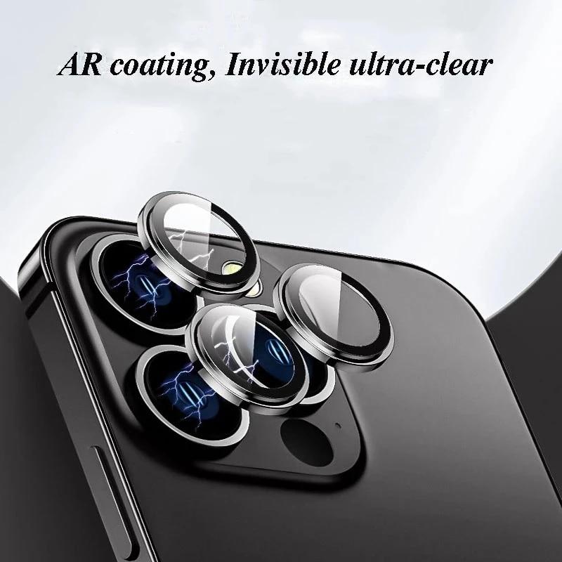 Luxury Camera Lens Protector for IPhone 15 Pro Max Metal Ring Protective Glass for IPhone 11 12 13 14 Pro Max Mini Camera Lens Glass