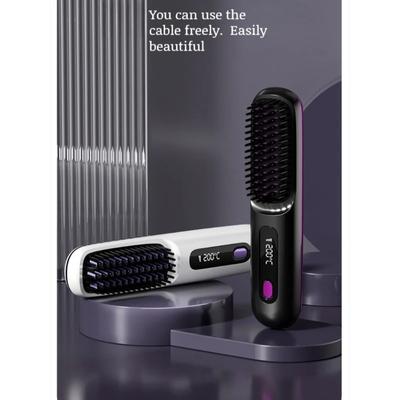 Home Kabelloser Negativ-Ionen Keramik Beheizter Glättkamm USB-Aufladung LCD-Anzeige Tragbarer Glättkamm