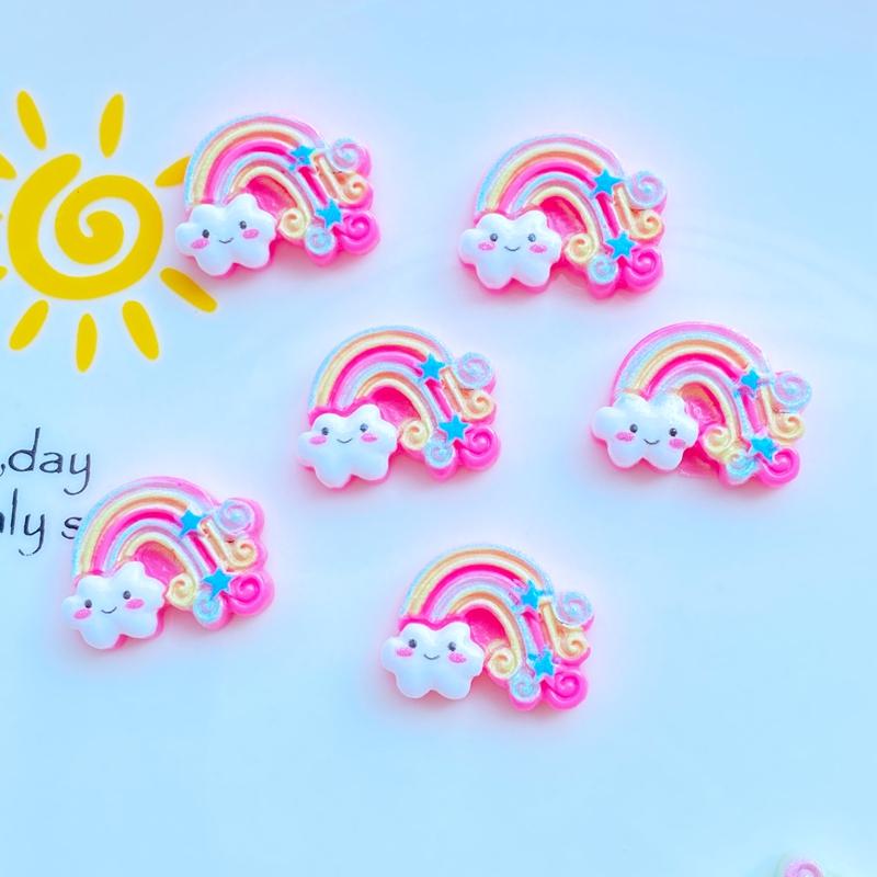 20Pcs New Cute Mini 16*21mm Rainbow Series Flat Back Resin Cabochons Scrapbooking DIY Jewelry Craft Decoration Accessorie