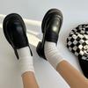 Thick Heel and Small Leather Shoes for Women's Spring New Platform-soled College Style Mid-heel Shoes
