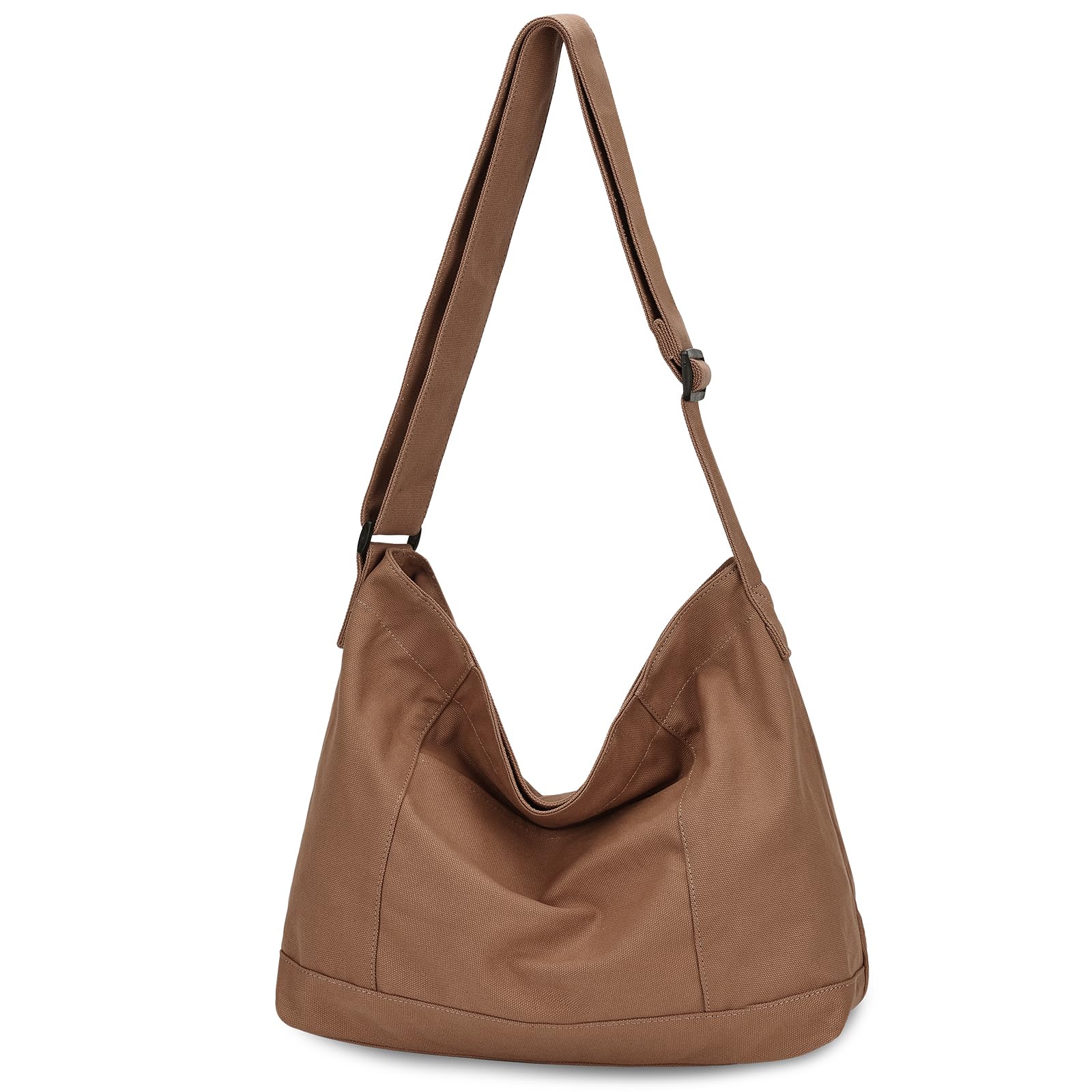 

Canvas Tote Bag, VASCHY Shoulder Bag for Men and Women, Lightweight Canvas, Crossbody, Large Capacity, A4 Size, Solid Color, Zippered, Casual,