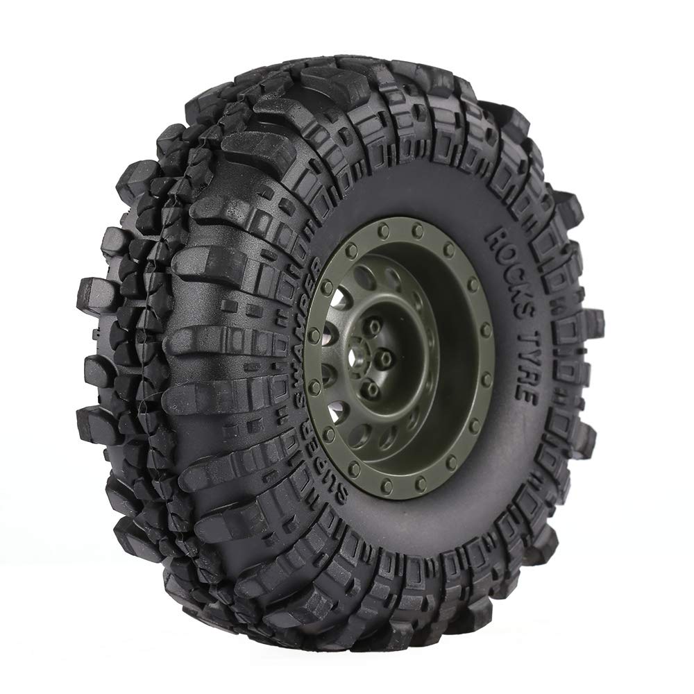 Goolsky 4pcs AUSTAR 110mm 1.9" Rim Rubber Tire Wheels for 110 RC Car Traxxas HSP Redcat RC4WD Tamiya Axial SCX10 D90 HPI RC Rock Crawler