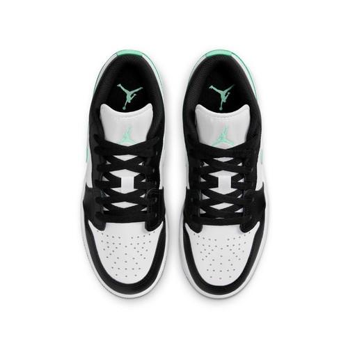 Air Jordan 1 Low Shoes White Black Green Glow 553558-131