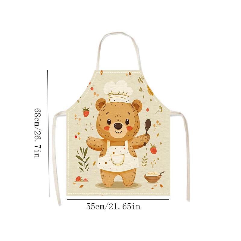 1 pièce, Joli tablier de chef ours en lin pour cuisine, cuisson, pâtisserie, cadeau pour enfants, garçons, filles, enfants