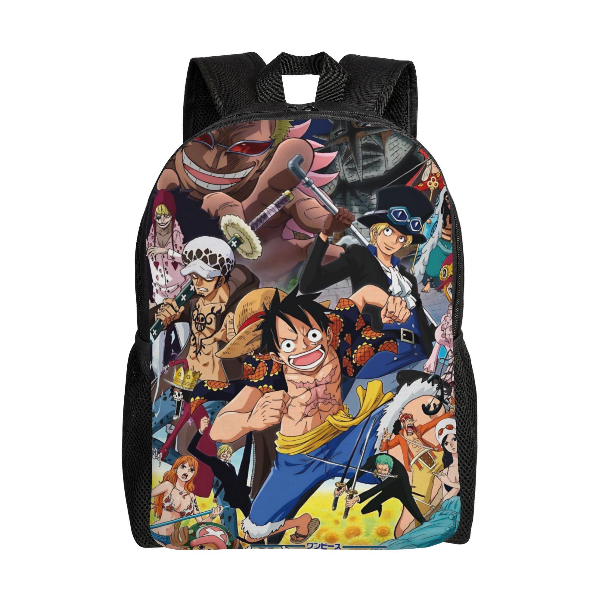 One Piece Backpack for Men Women Cool Student Hiking Travel Daypack Luffy Zoro Sanji Laptop Computer Shoulder Bag Durable One Size