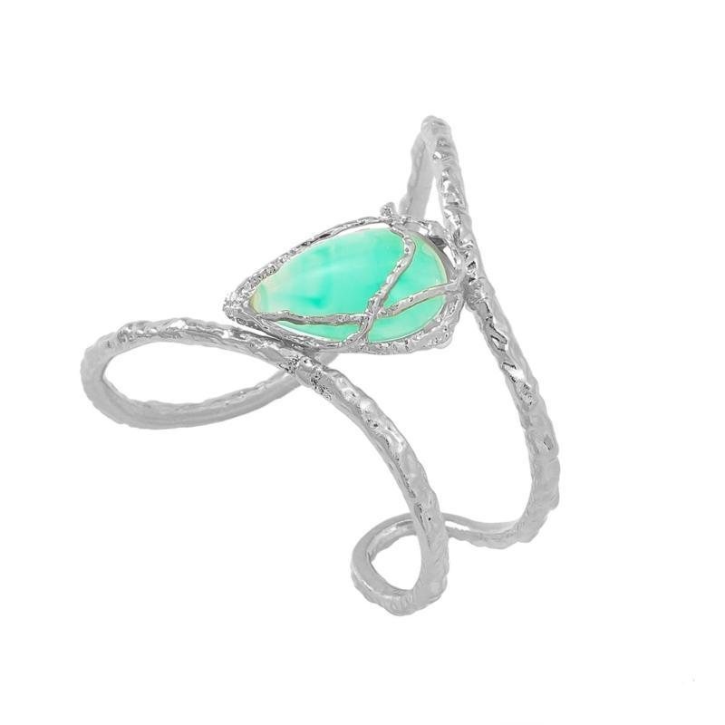 A52E Retro Styles Elegant Gold Vine Pattern Teardrop Bangle Comfortable Sturdy Alloy Acrylic for Office and Party Wear