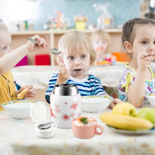 Pevcwa Vacuum Insulated Soup Jar with Spoon and Cup, 500ml Large Capacity, Vacuum Insulated, Stainless Steel, Keeps Hot or Cold, Keeps Hot for 12 Hour