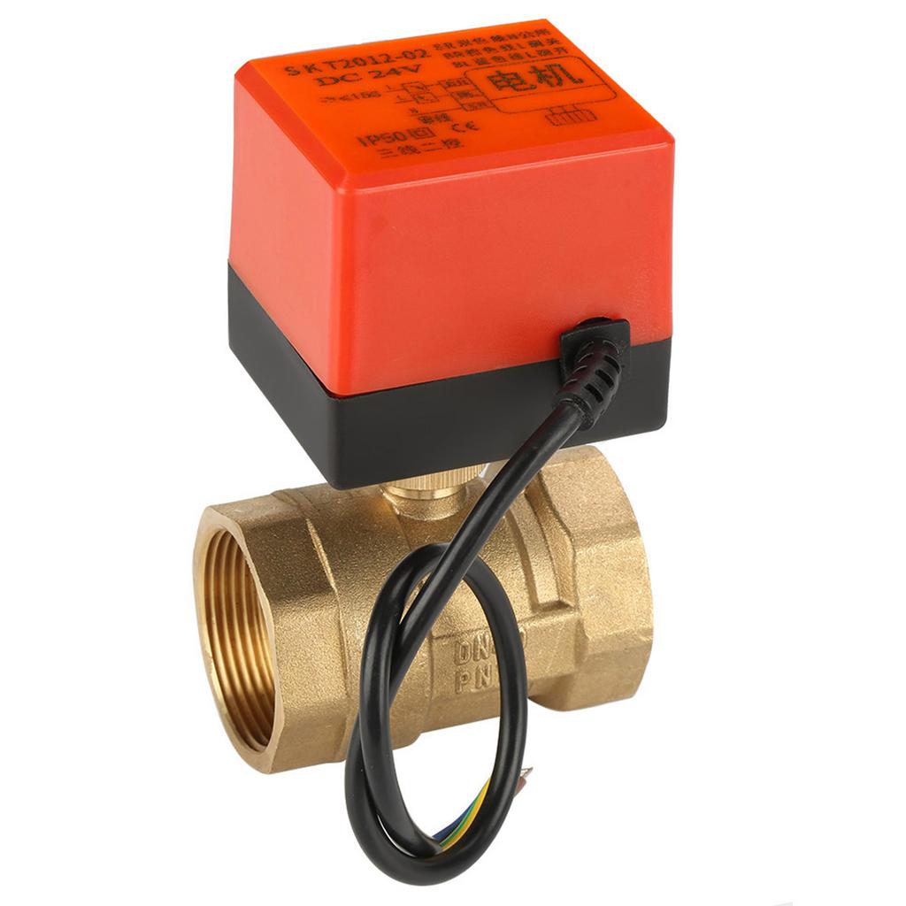 DC 24V 2 Way 3 Wire Brass Motorized Ball Valve Electrical Valve DN40 G1 1 2