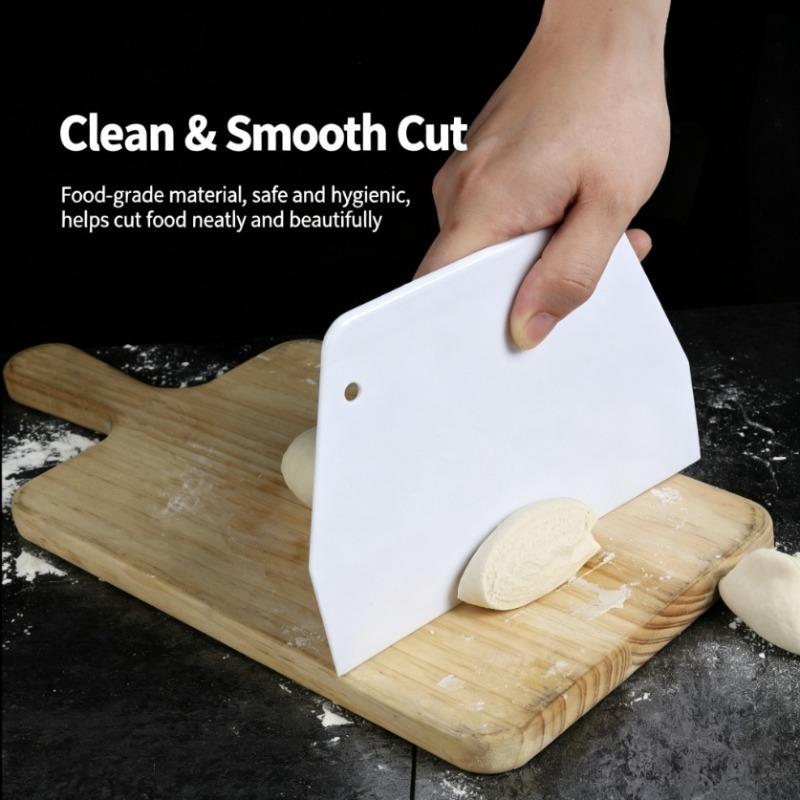 Dough Scraper Lightweight Flat Cut Reusable  Plastic Bowl Scraper Multifunctional Flexible with Hanging Hole for Kitchen