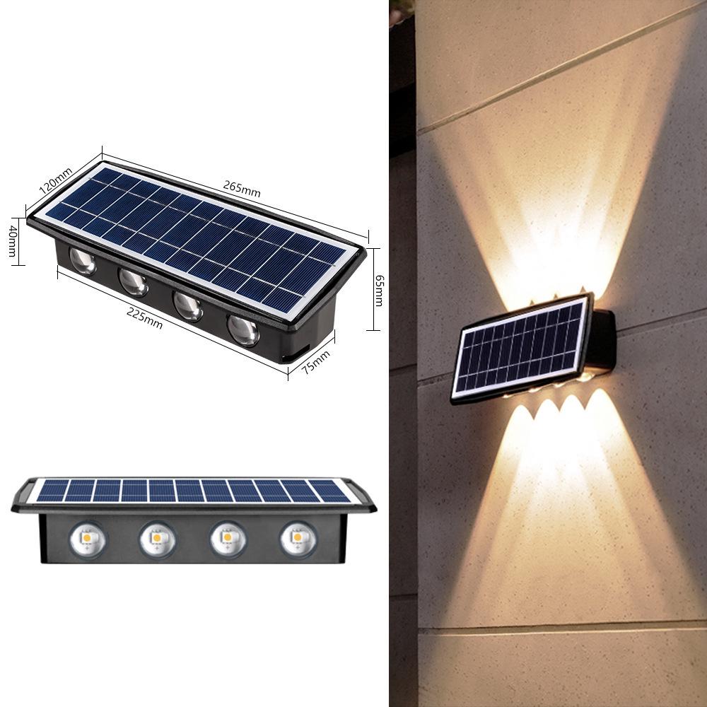 Lampă LED de perete pentru exterior, impermeabilă: Lumină solară cu funcție sus-jos pentru grădină și pereți exteriori