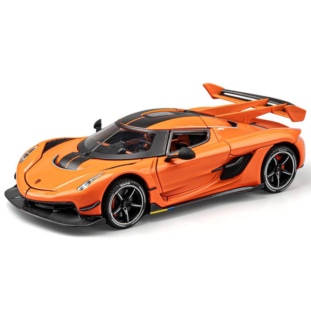 Koenigsegg 1/24 Scale Alloy Pull-Back Diecast Car Model, Sports Car Model, Toy Car, Kids' Toy Car, Boys' and Girls' Gift (Yellow)
