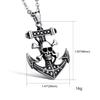 Men's Necklace, Skeleton Boat Anchor Pendant, Men's Hanging Jewelry Pendant, Steel Chain
