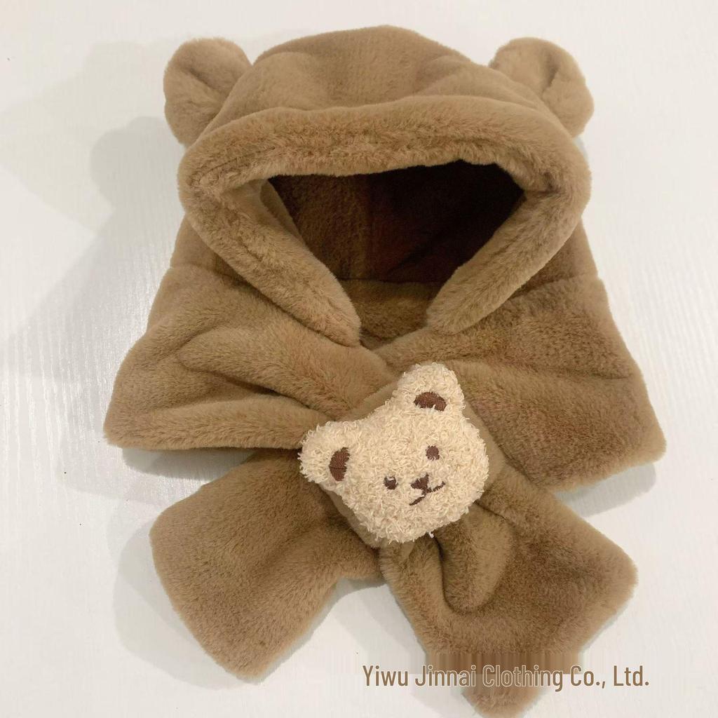 Super Cute Velvet Baby Hat & Scarf Combo - Windproof Ear Protection for Boys & Girls (Autumn/Winter)
