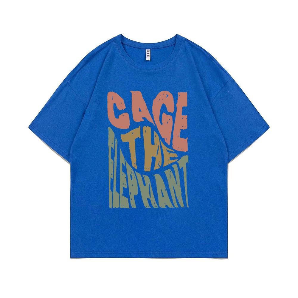 Limited Cage The Elephant Pritn Tshirt Short Sleeve Men Women Fashion Casual Oversized T-shirts Tops Men's Hip Hop Streetwear