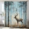 1Pc Forest Animal Deer Shower Curtain, Bathroom Decorative Shower Curtain, Printed Polyester Fabric Shower Curtain With Hooks