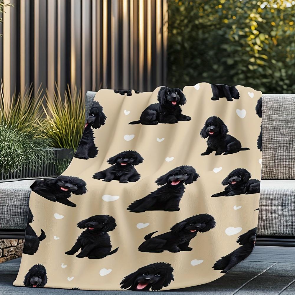VIKAMA Dog Love Blanket Warm Cute Dog Lying in Bedroom Living Room Sofa Blanket Pet Theme Home Decoration Gift