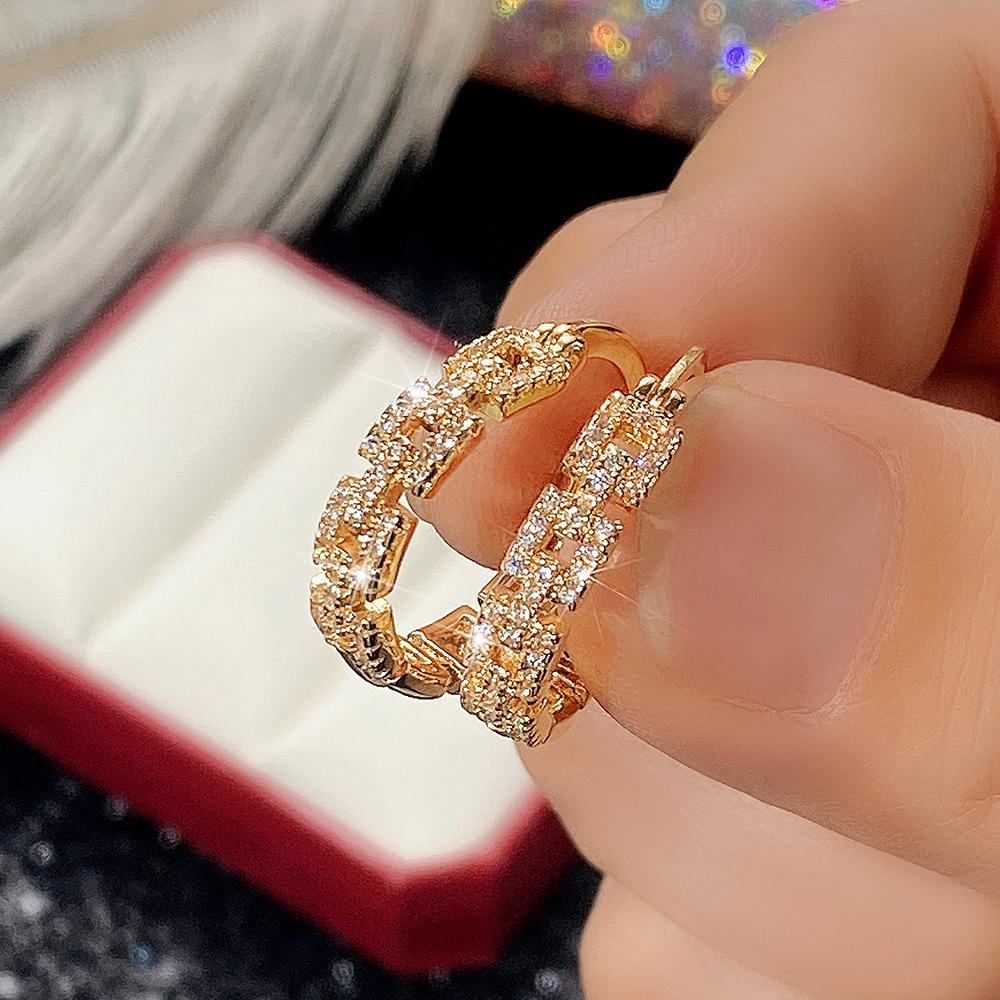 Design Zircon Ear Buckles, Simple High-End Loop Chain Earrings For Women