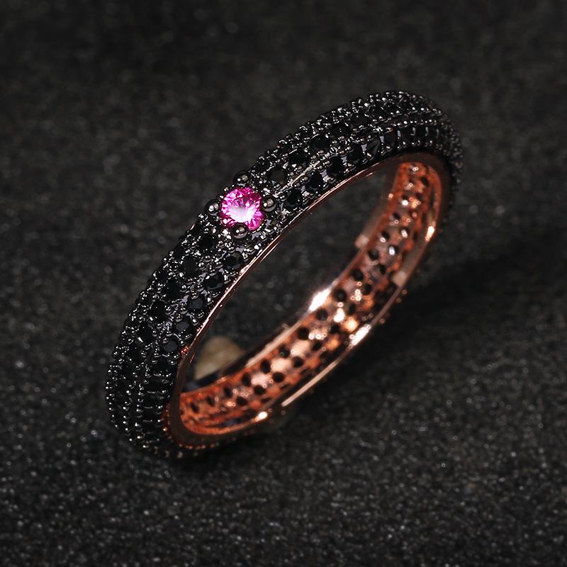 S Silver Colorful Zircon Black Gold Ring for Women Full Zircon Wedding Party Engagement High Quality Jewelry Ring Gift