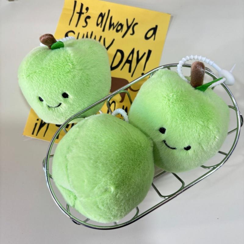 New Green Apple Keychain,Plush Cute Keychain Soft Stuffed Plush Keyring for Kids' Backpack,Purse Fashion Bag Pendant