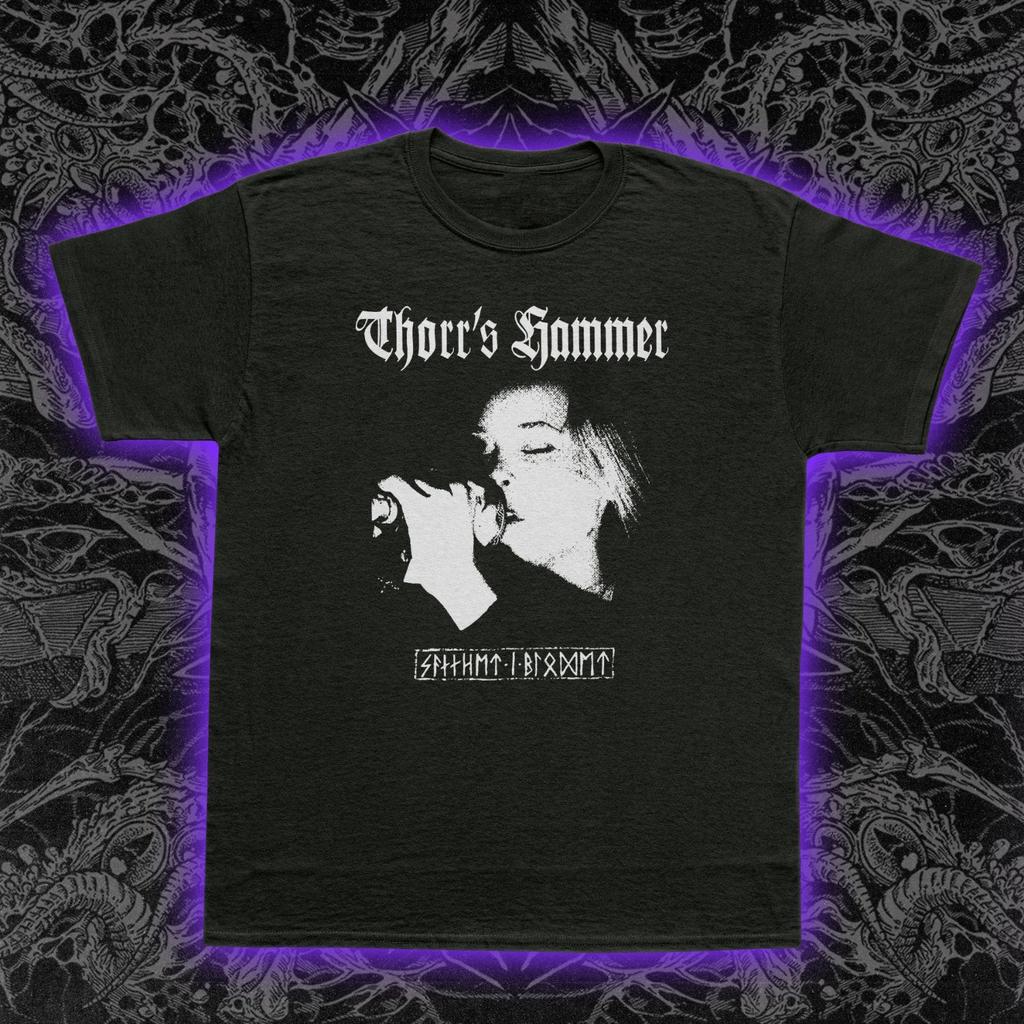 Thorr's Hammer T-Shirt Doom Metal Black Metal Runes Agalloch Greg Anderson Tee