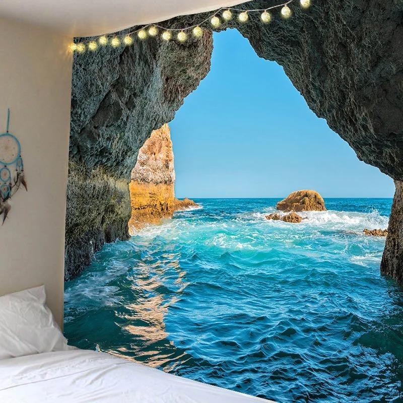 Sun Sunset Sea Pattern House Bedroom Ocean Tapestry Home Decoration Living Room Dormitory Wall Background Hanging Cloth