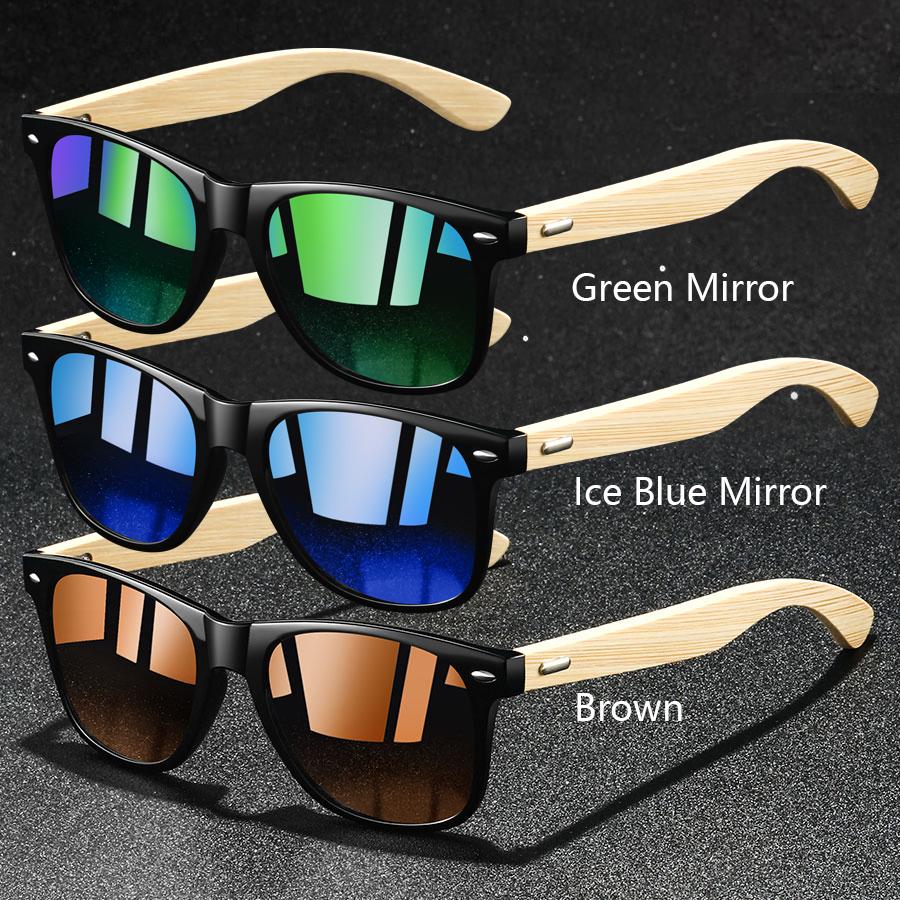 1PC Fashion Bamboo Wood Vintage Square Sunglasses UV400 Protection for Men Women Luxury Designer Sun Glasses Driving Fishing