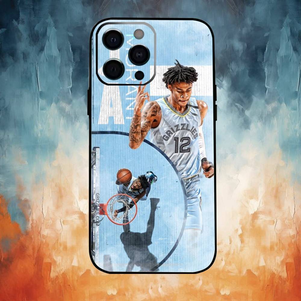 Custodia per Telefono Basketball J-Ja Morant 12 Per iPhone17,16,15,14,13,12,11 Plus,Pro Max Copertura Morbida Nera