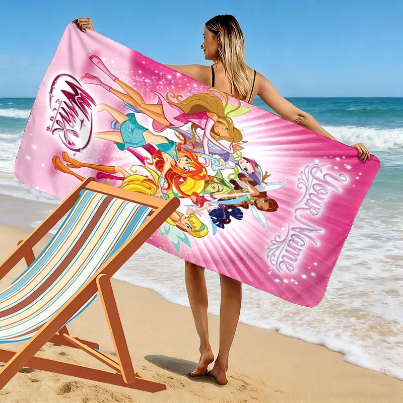 Name Custom Winx Print Beach Towel, Large Soft Quick Dry Towel for Beach Camping Swimming