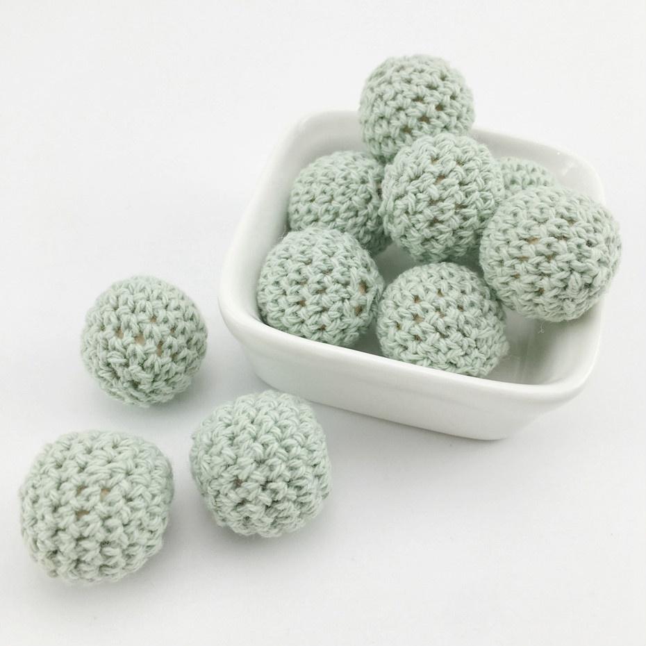 6ks 16mm/5 ks 20mm háčkované korálky Žvýkací korálky Náhrdelník na kousátka Diy Příslušenství k dudlíku Dřevěné kousátko pro miminko