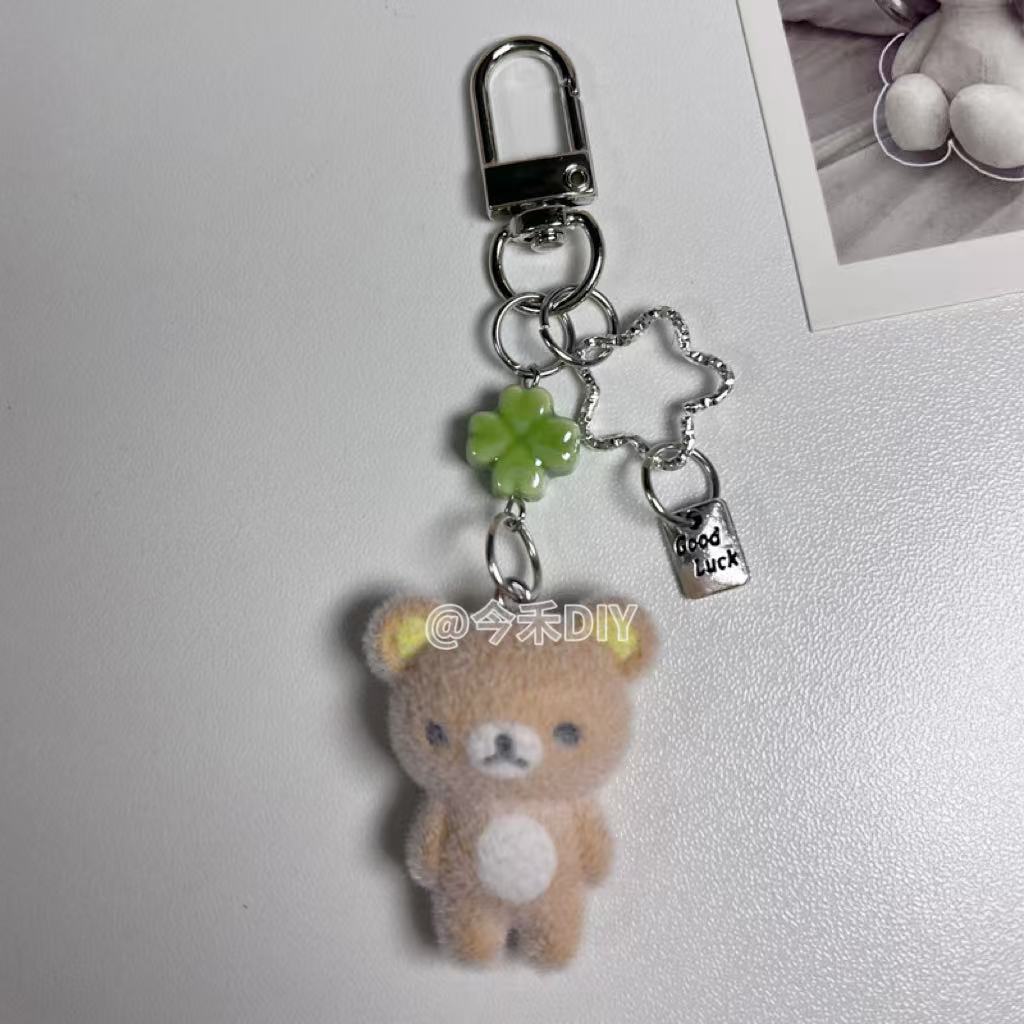 

Rilakkuma Cartoon Cute Flocked CCD Hanging Rope Mobile Phone Charm Keychain Bag Decoration Surprise Gift For Phone Strap Girls