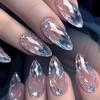 24 pcs/set Press on Nails Long Red Star Nail Girls Sexy Nail DIY Bridal Tip Daily Reusable Sexy Fake Nails Art For Women Decoration