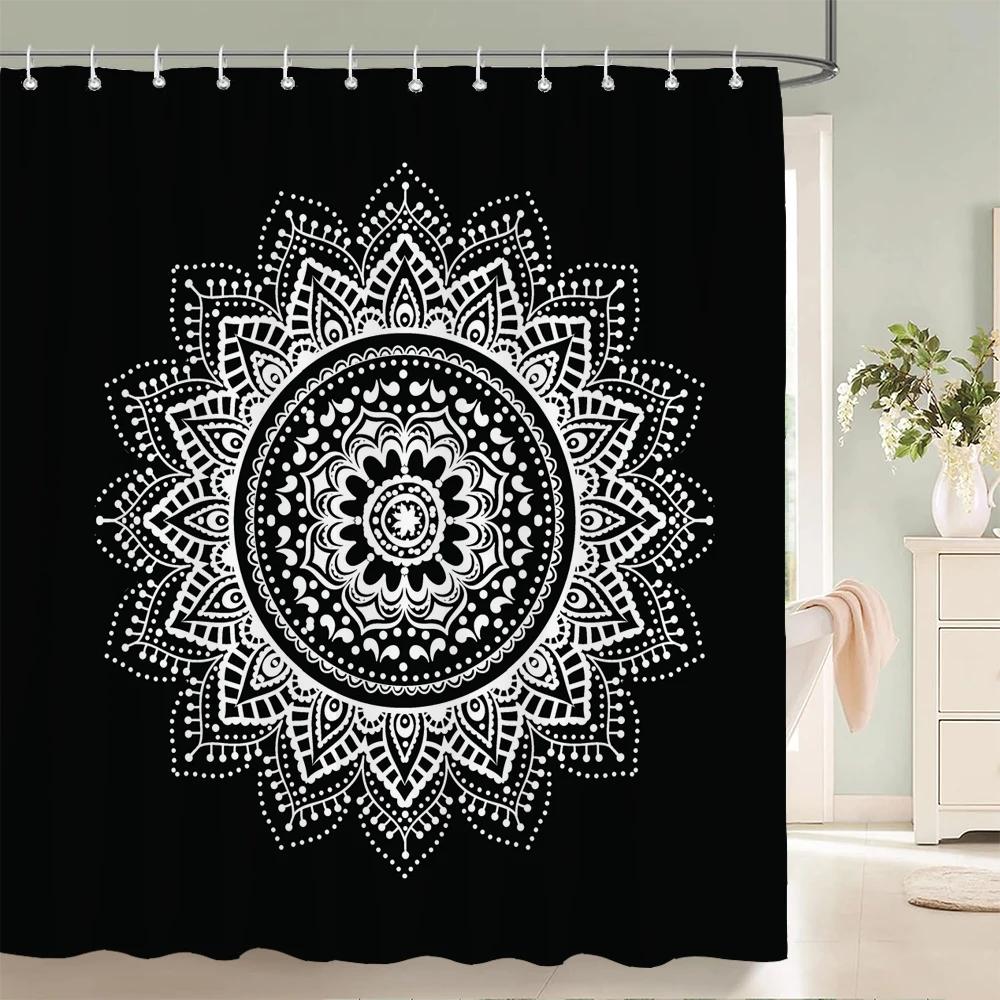3D Printing  Mandala Pattern Shower Curtain Bathroom Curtains With 12 Hooks Indian Boho Waterproof Fabric Bathtub Decor Screen
