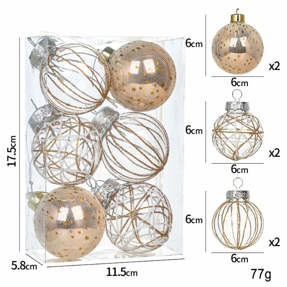 6 Stück Neue Kunststoff Weihnachtskugel Anhänger 6cm Wiederverwendbarer Weihnachtsbaum Anhänger Weihnachtsbaumschmuck Frohe Weihnachten