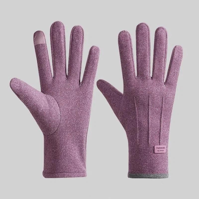 Winter Women'S Warm Gloves Have Windproof And Cold Resistant Properties, Thick Fur Lining, And Touch Screen Gloves
