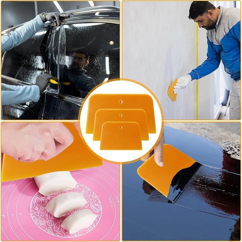 6Pcs Plastic Body Filler Spreader Kit, reusable tool set for automotive body repair, ideal for applying fillers, putties, glazes