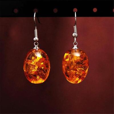 Vintage ovaalvormige faux amber bungelhaak oorbellen vrouwen piercing sieraden cadeau