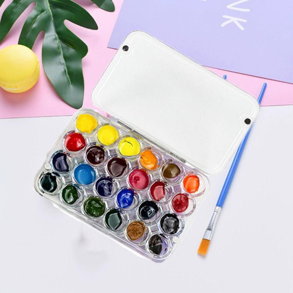 24 Grids Watercolor Paint Tray Acrylic Paint Box Portable Mini Watercolor Palette  Student Outing