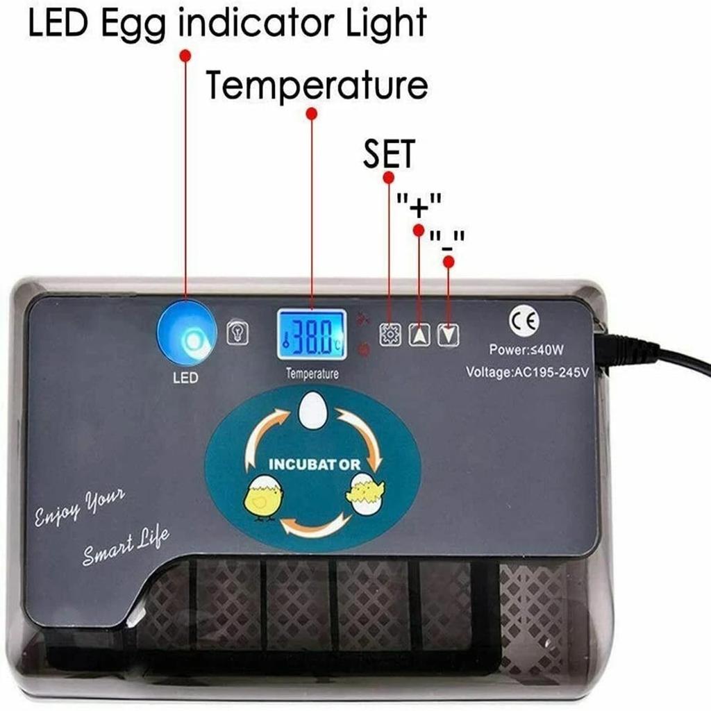 12 Egg Incubator Automatic, Digital Smart Incubator with Auto Turner & Temperature Control, for Hatching Chicken, Duck, Goose Eggs