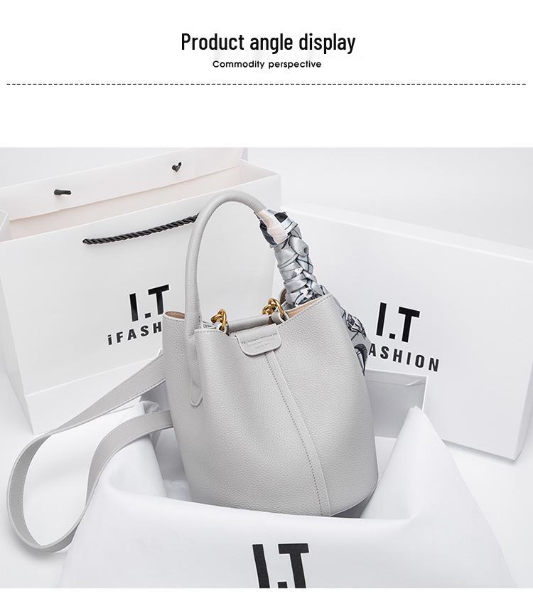 Genuine Leather Large Capacity Vegetable Basket Bag 2024 - High-End Women's Shoulder Crossbody Handbag