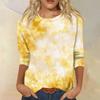Women's Fashion Casual Round Neck Three-quarter Sleeve Gradient Print T-shirt Top