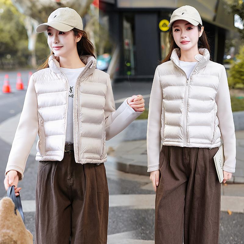 2025 Winter New Fashion Down Cotton Jacket Women's Short Stand Collar Cotton Jacket Spliced Padded Jacket Jacket