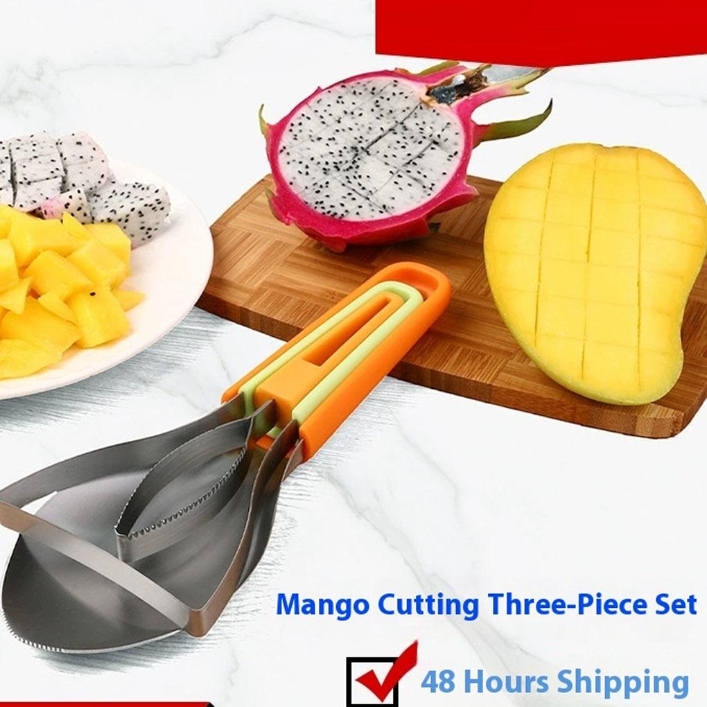 Multifunktionaler Edelstahl 3 In 1 Mango Schäler Lebensmittelqualität Überlappter Fruchtteiler Platzsparende Gadgets Separator Küche